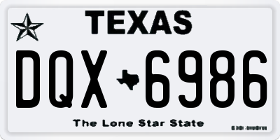 TX license plate DQX6986