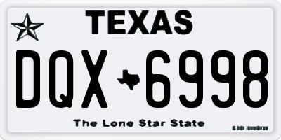 TX license plate DQX6998