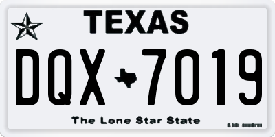TX license plate DQX7019