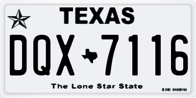 TX license plate DQX7116