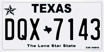 TX license plate DQX7143