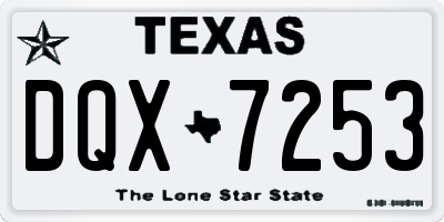 TX license plate DQX7253