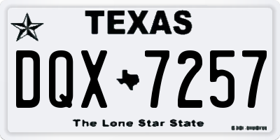 TX license plate DQX7257