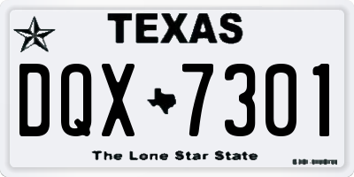 TX license plate DQX7301