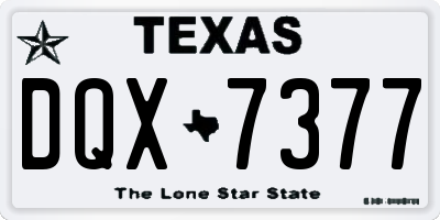 TX license plate DQX7377