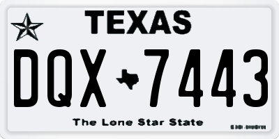 TX license plate DQX7443