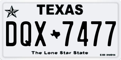 TX license plate DQX7477
