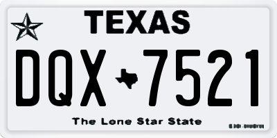 TX license plate DQX7521