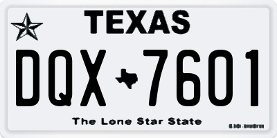 TX license plate DQX7601