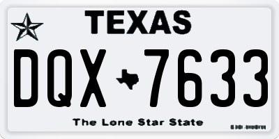 TX license plate DQX7633