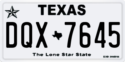 TX license plate DQX7645