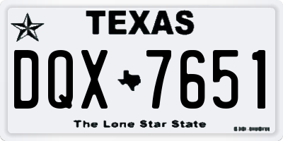 TX license plate DQX7651