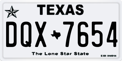 TX license plate DQX7654
