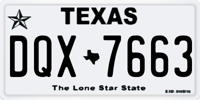 TX license plate DQX7663