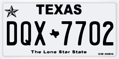 TX license plate DQX7702