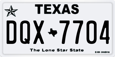 TX license plate DQX7704
