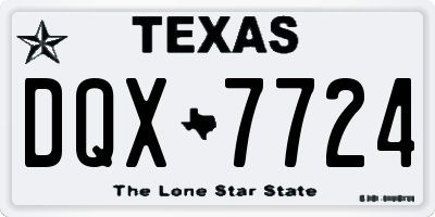 TX license plate DQX7724