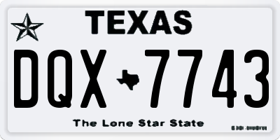TX license plate DQX7743