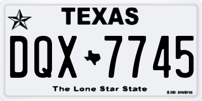 TX license plate DQX7745