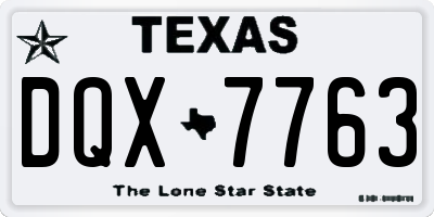 TX license plate DQX7763