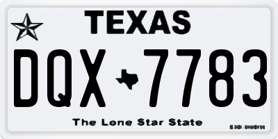TX license plate DQX7783