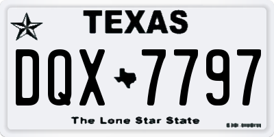 TX license plate DQX7797