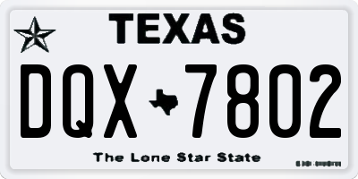 TX license plate DQX7802