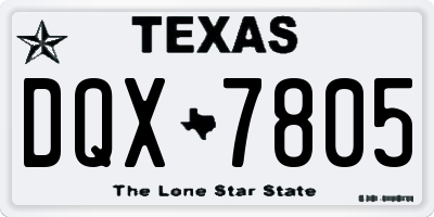 TX license plate DQX7805