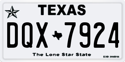 TX license plate DQX7924