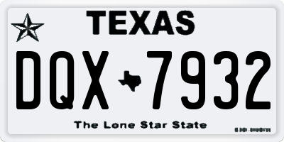 TX license plate DQX7932