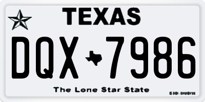 TX license plate DQX7986