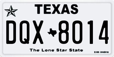 TX license plate DQX8014