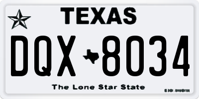 TX license plate DQX8034