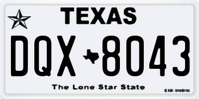TX license plate DQX8043