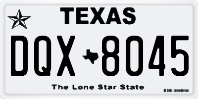 TX license plate DQX8045