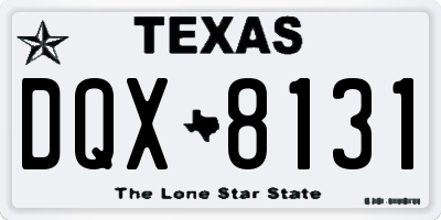 TX license plate DQX8131