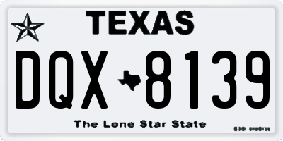 TX license plate DQX8139