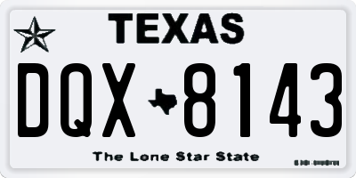 TX license plate DQX8143
