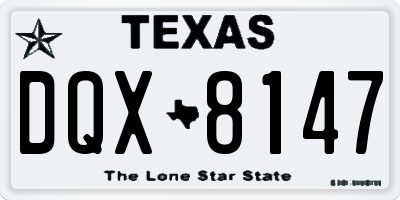 TX license plate DQX8147