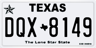 TX license plate DQX8149