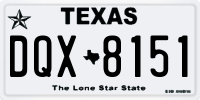TX license plate DQX8151
