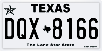 TX license plate DQX8166