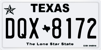 TX license plate DQX8172