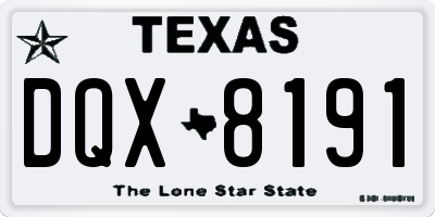 TX license plate DQX8191