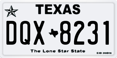 TX license plate DQX8231