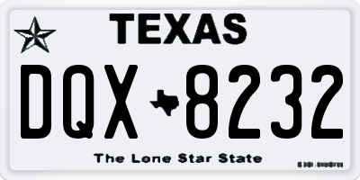 TX license plate DQX8232