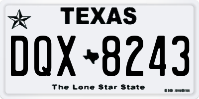 TX license plate DQX8243