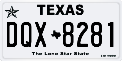 TX license plate DQX8281