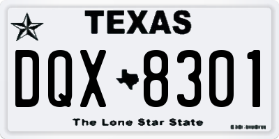 TX license plate DQX8301