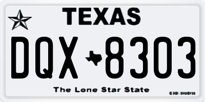 TX license plate DQX8303